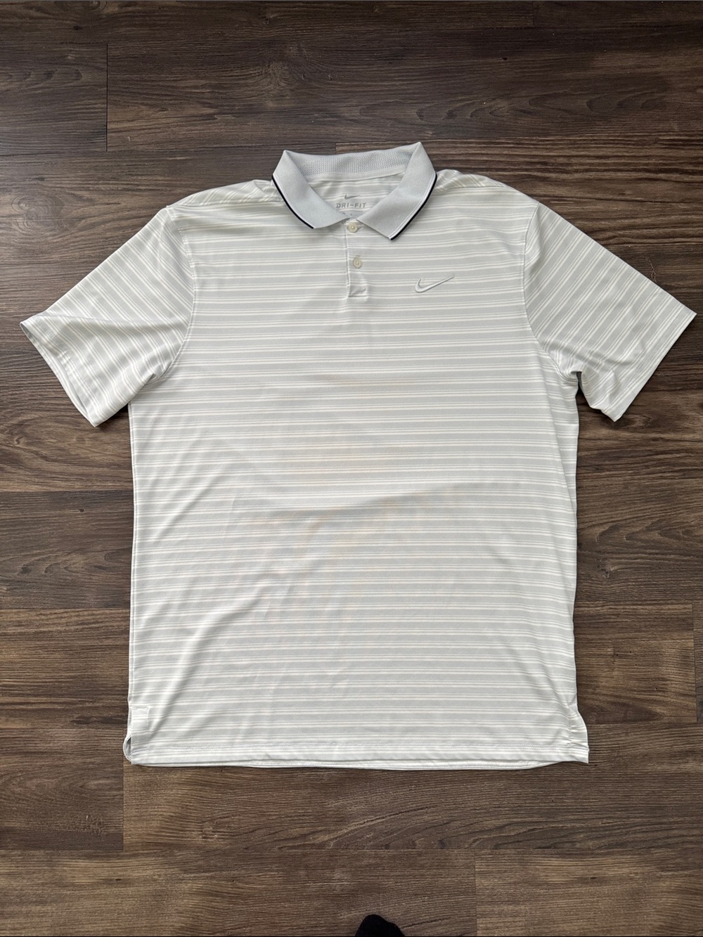 Nike Light Gray and White Striped Men's Polo